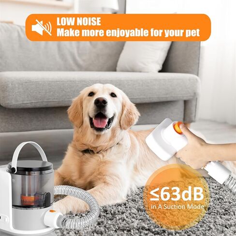 مجموعة أدوات قص شعر الحيوانات الأليفة ومكنسة شعر الكلاب، 6 في 1 أدوات حلاقة مثبتة لتساقط شعر الحيوانات الأليفة، شفط 99% من الشعر، كوب غبار سعة 1.5 لتر، ضوضاء منخفضة، تنظيف منزلي in Kuwait