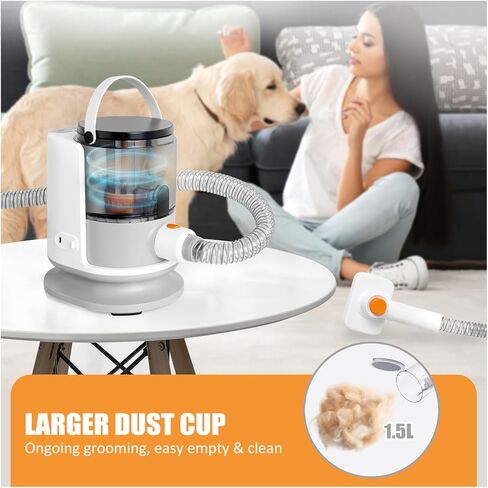مجموعة أدوات قص شعر الحيوانات الأليفة ومكنسة شعر الكلاب، 6 في 1 أدوات حلاقة مثبتة لتساقط شعر الحيوانات الأليفة، شفط 99% من الشعر، كوب غبار سعة 1.5 لتر، ضوضاء منخفضة، تنظيف منزلي in Kuwait