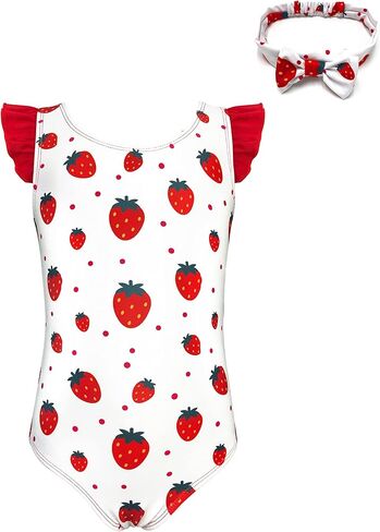 SHEKINI Baby Girl's One Piece Swimsuit Strawberry Ruffle Bathing Suits Cute Swimwear in Saudi Arabia