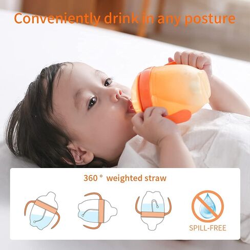 silicone toddler sippy cups with straws for baby 6 months | spill proof cup for 1 year olddual-purpose kit, easy to clean，bpa free in Kuwait
