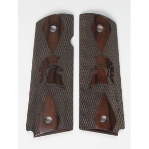 Spartan Helmet - Full size 1911 grips - Rosewood - Checkered (SPARTAN #2)