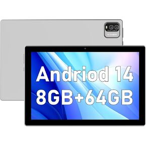 2024 Newest Android 14 Tablet, 10 inch 8GB RAM+64GB ROM/ 1TB Expandable Tablets, 1.8Ghz Quad-core Processor, 1280*800 IPS Screen Tablet, 8MP Dual Camera, 6000mAH Battery, 2.4G/5G Wifi 6 BT 5.0 Tablet
