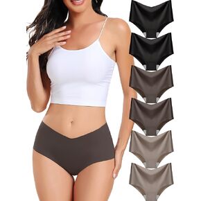 GNEPH Women's Seamless Underwear No Show Panties Soft Stretch Bikini Ladies Hipster Underwears 5Pack