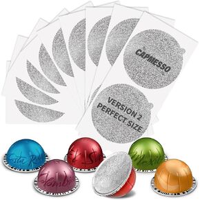 CAPMESSO Reusable Vertuo Pod Refill Kit: Faster Seal Reusable Nespresso Vertuo Pods with Fill & Press Brush, 100pcs Aluminum Foil Lids for Refillable Nespresso Pods Vertuo - Wood Grain Holder