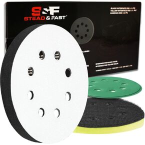 S&F STEAD & FAST 5 inch Orbital Sander Foam Pad 4 PCs, Interface Pad with 8 Holes, Foam Sanding Pads Hook and Loop, Soft Disc Pads with Cushion Sponge