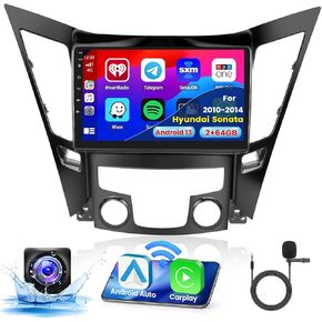 2+64G Android 13 CarPlay Car Stereo Radio for Hyundai Sonata 2010-2014, 9'' HD Touch Screen Compatible with Android Auto, AHD Backup Camera, Mirror Link, GPS, WiFi, FM RDS