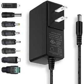 Universal AC/DC Power Adapter Supply 5V 1A 5W Switching Power Cord 3V 4.5V 5V Charger Adapter with 8 Tips for Household Electronics Routers Speakers CCTV Cameras Smart Phone USB