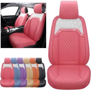 Aierxuan Front Seat Covers for Women Girls Waterproof Leather with Bling Diamond Universal Fit Toyota Sienna Rav4 Honda Hyundai Elantra Ford Escape Edge Jeep Acura Passat (2PCS Front, Black)