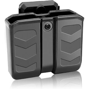Universal Double Magazine Pouch, Double Magazine Holder Compatible with 9mm/.40 Dual Stack Mags, Belt Clip/Molle Mag Pouch for Outside Waistband Carry, Adjustable-Cant-No Jitter