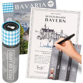 happylandgifts® Real Piece of Bavaria | Unusual Gift | Blank Certificate to Write in The Name of Your Choice | Certificate Roll | Bavarian Gifts