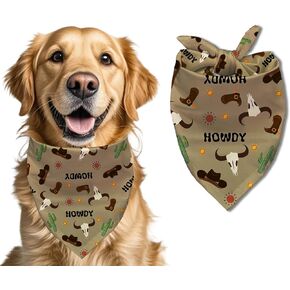 Cartoon Western Cowboy Dog Bandana, Pet Scarf, Pet Accessories Printed Bibs, Square Adjustable Girl or Boy Dog Bandana