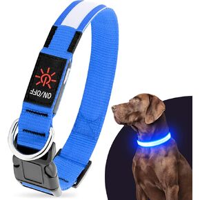 Illumifun LED Dog Collar, USB Rechargeable Light Up Dog Collar, Safety Glow Light for Your Pet Walking at Night (Red, Large)