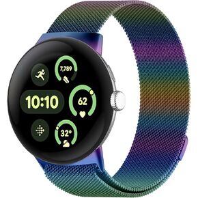 Stainless Steel Magnetic Band Compatible with Google Pixel Watch 3 45mm (2024), Mesh Loop Clasp Replacement Metal Strap for Men Women