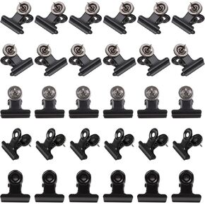 30 Pieces Thumb Tacks Clips Gold Heavy Duty Push Pins Clips Metal Cubicle Clips Cork Board Pins No Holes for Paper, Creative Paper Clips with Tack for Cork Board and Photo Wall