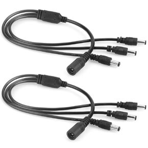 2 PCS 1 to 3 Way DC Power Splitter, DC Splitter, 2.1 * 5.5MM Power Splitter for CCTV Security Camera LED Strips