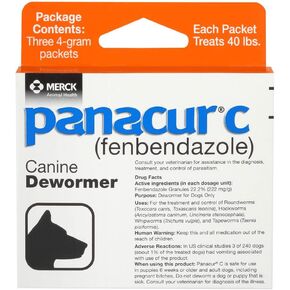 Panacur C Canine Dewormer Dogs 4 Gram Each Packet Treats 40 lbs (3 Packets), Red (IWM022815)