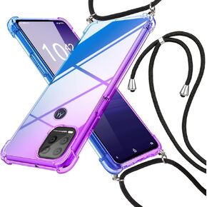 for Moto G Stylus 5G 2021,with Adjustable Lanyard Neck Strap,Gradient,Soft TPU,Cover Shockproof Bumper Cushion Case for Motorola Moto G Stylus 5G 2021,Pink/Gold,MDM-DSJB-14-03