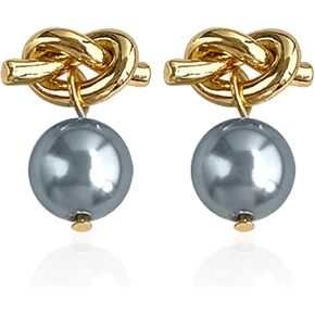 Bridesmaid Earrings - Bridesmaid Proposal Gifts, Gray Pearl Knot Earrings for Bridesmaid, Bridesmaid Earrings Set of 6, I Couldn't Tie The Knot Without You, Bridesmaid Proposal Box Stuffers Jewelry