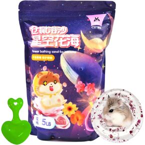 Hamster Bath Sand,5LB Dust Free Hamsters Bathing Sand Natural Petals Scented Desert Sand or Potty Litter Sand for Chinchilla Guinea Pigs Gerbil Mice Small Animals