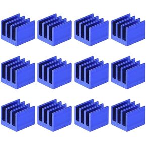 Uxcell 7x7x6mm مبرد إلكترونيات حراري ذاتي اللصق مصنوع من الألومنيوم ومبرد حرارة فضي اللون 12 قطعة