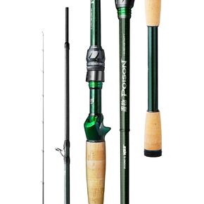صنارة صيد السمك Poison 6'5'' Baitcaster، توراي 40 طن من ألياف الكربون الكاملة، أدلة Fuji SIC ومقعد بكرة SKTS، مقبض الفلين AAA، طاقة متوسطة، قضيب صيد سريع الصب للغاية لباس Walleye in Kuwait