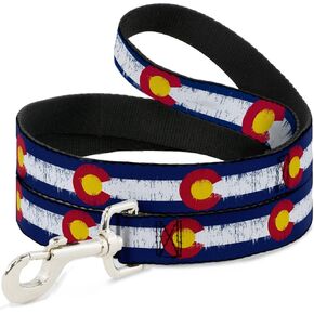 Dog Leash Colorado Flags2 Repeat Weathered 6 Feet Long 1.0 Inch Wide