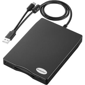 قارئ القرص المرن Chuanganzhuo، محرك أقراص مرن خارجي USB 2.0 نوع C مقاس 3.5 بوصة للكمبيوتر الشخصي والكمبيوتر المحمول وسطح المكتب، قارئ قرص مرن لنظام التشغيل Windows 11/10، أسود