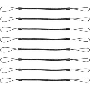 8pcs Elastic Coil Lanyard for Touch Pens, Retractable Tether Anti-lose Spring Pen Leash Stylus Lanyard Cord for Tether Drawing Pen to Tablet Touchscreen (Black)