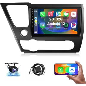 Leadfan Car Stereo Radio for Honda Civic 2013 2014 2015 2016 2017 with Wireless CarPlay Android Auto, 9'' Touchscreen in-Dash Bluetooth WiFi GPS Navigation SWC MirrorLink Units Backup Camera