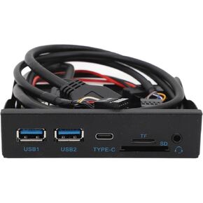 3.5 Inch Front Panel USB C Hub, TF Internal Card Reader,5Gbps USB 3.2 Gen 1,19PIN Type C Plug and Play Floppy Drive Panel for Win XP 7 8 10 11 2003 for Linux