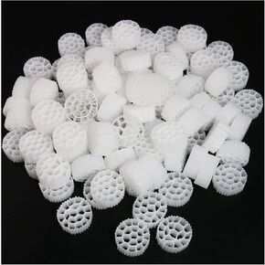 100pcs Aquarium Fish Tank Koi Pond Plastic Biochemical Filter Media for Fish Tank Sump Koi Pond Aquaponics Aquaculture Hydroponics Diameter 25mm, White