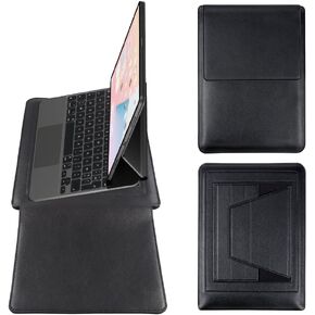 IMMOENUC - Tablet Sleeve Case with Laptop Stand 12.9 inch PU Leather Slim Bag with Mouse Pad Shock Resistant Waterproof Tablet Storage Laptop Bag for 12.9/13 inches iPad Air/Pro（Black）