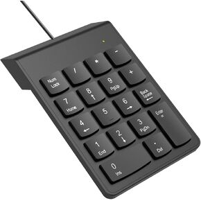 USB Numeric Keypad Numpad Portable Slim Mini Number Pad Keyboard for Laptop Desktop Computer PC, ChromBook, Surface Pro Notebook, Tax Number Calculate, Office Travel & Home NK859-18 Key Black
