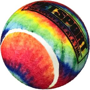 PetSport Tie Dye Squeak Tennis Ball Dog Toy | Large (4") Pet Safe Felt, Non-Toxic & Extra-Thick Rubber Balls for Durability & Bounce | Play Fetch, Launch, Chuck or Toss