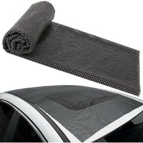 1 PC Car Roof Rack Anti-Slip Mat, 3.93Ft x 3.28Ft PVC Soft Waterproof Foldable Vehicle Trunk Dashboard Cargo Net Mat, Size DIY Cut Multi-Function Accessory, for Trucks SUVs Cars (Black)