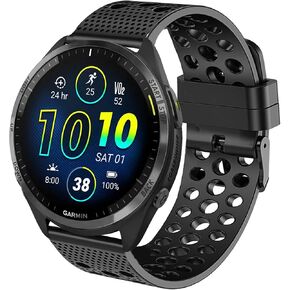 متوافق مع سوار Garmin Forerunner 965، وأساور معصم بديلة من السيليكون مع إبزيم معدني متوافق مع Garmin Forerunner 965 / Forerunner 265 46 مم ساعة ذكية