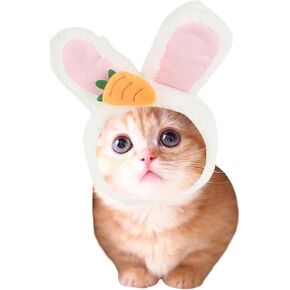 FLAdorepet Cute Cat Rabbit Ear Hat,Pink Warm Dog Pet Hat Cap Headwear Headband,Halloween Easter Bunny Costume Outfits for Cats and Small Dogs Pink, Small