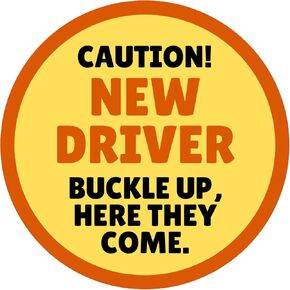 Caution New Driver Car Magnet for Teens, Removable and Reusable Magnetic Bumper Stickers, Funny Gifts from Parents, 11 3/4 Inches