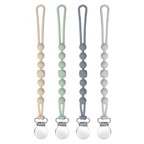 Pacifier Clips for Boys - MORIBOX Silicone Paci Clip Teething Relief with One Piece Baby Binky Holder for Shower Birthday Gift 4 Pack