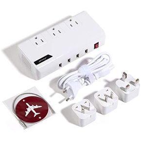 Best International Travel Adapter and Voltage Converter – 200 Watts – Quiet Mode – Bonus Luggage Tag and Case – 220V to 110V Travel Converter for UK AUS EU Asia Africa – Guaranteed Satisfaction
