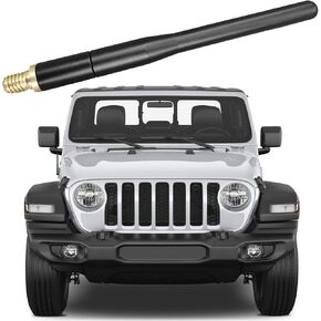 Aluminium Alloy Antenna for Jeep Liberty (2002-2007), Jeep Gladiator (2020-2023), Jeep Gladiator (Rubicon, Lifted, Mojave, Bed Cap, Overland) Antenna, 4 Inch Short Radio AM/FM Replacement Antenna Mast