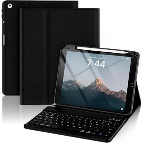 Keyboard Case for iPad 9.7 inch 6th/5th Generation, 2018/2017 Model, Air 2(2014)-Magnetic Detachable Wireless Keyboard-Flip Stand Case with Pencil Holder for iPad 9.7 (Black)