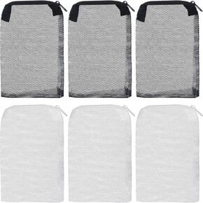 6Pcs Filter Media Bags, Aquarium Filter Media Bags with Zipper, Reusable Mesh Filter Bags, Fish Tank Fine Mesh Bags for Activated Carbon Ceramic Rings Filter Balls Fish Tank Pond (4.13" x 6.1")