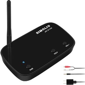 SIMOLIO Long Range Bluetooth Audio Adapter, HiFi Wireless Adapter for Home Stereo/Wired Speakers/Amplifier, Bluetooth to RCA 3.5mm AUX Receiver w/VOL Control for Music Streaming from Smartphone/Tablet