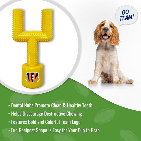 NFL Cincinnati Bengals Mega-Chew Hard Nylon Bacon-Flavored Dog Bone Football Goal Post Chew Toy. Interactive Tasty Fun Dog Chew Toy. Indestructible Strong & Durable Pet Chew Toy. Extra Tough Dog Toys in Saudi Arabia