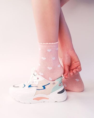 3 Pairs Heart Pattern Crew Socks For Women - Cute Cotton Womens Socks for Size 6,7,8,9,10 by Cutie Mango in Kuwait