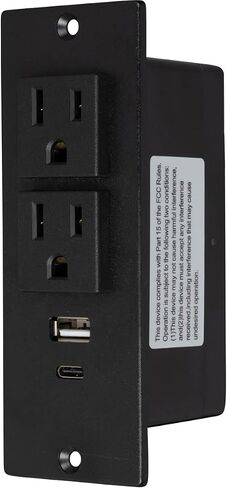 BUYER'S POINT Recessed Power Strip | ETL Certified Furniture Recessed Outlet with USB, USB C, 2 Outlets and 6' Cable w/Round Plug, Flush Mount for Side Table, Office Desk or Couch (Black) - 1 Pack in Saudi Arabia