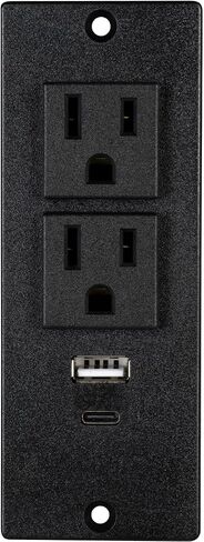 BUYER'S POINT Recessed Power Strip | ETL Certified Furniture Recessed Outlet with USB, USB C, 2 Outlets and 6' Cable w/Round Plug, Flush Mount for Side Table, Office Desk or Couch (Black) - 1 Pack in Saudi Arabia