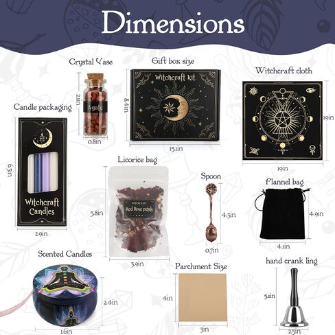 Witchcraft Supplies Kit 132 PCS, Wiccan Supplies and Tools, Including Witchcraft Herbs, Spell Candles, Crystals for Witchcraft, Witch Starter Kit for Spiritual Healing Altar Decor, Christmas Gift in Kuwait