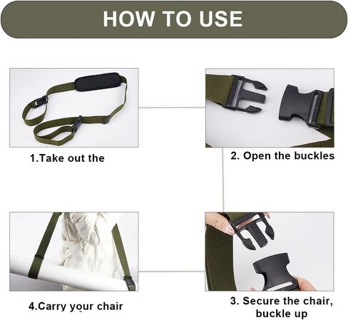 GORGECRAFT Chair Carrying Strap Adjustable Beach Chair Backpack Anti-Slip Shoulder Straps Replacement Universal for Foldable Bikes Scooter Camping Backpacking Picnics Outdoor Black 106-176cm in Saudi Arabia